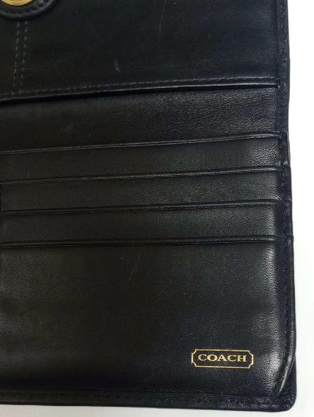 COACH VINTAGE 90'S EARLY Y2K BLACK LEATHER TWO SIDED MONOGRAM WALLET